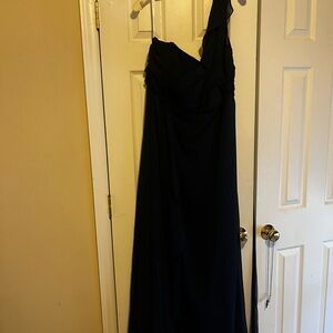 David's Bridal Black One-Shoulder Gown